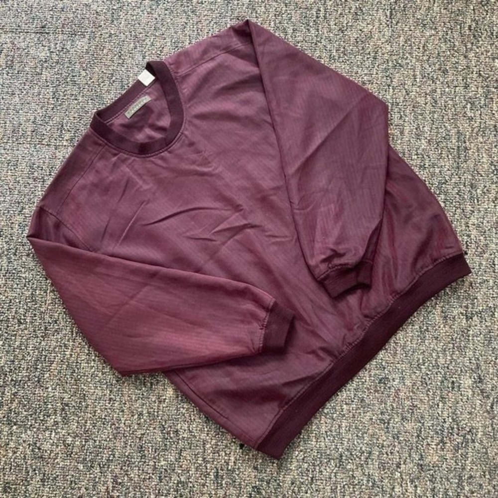 Bermuda‎ Greens Mens Large Burgundy Herringbone Lined Golf Windshirt Pullover